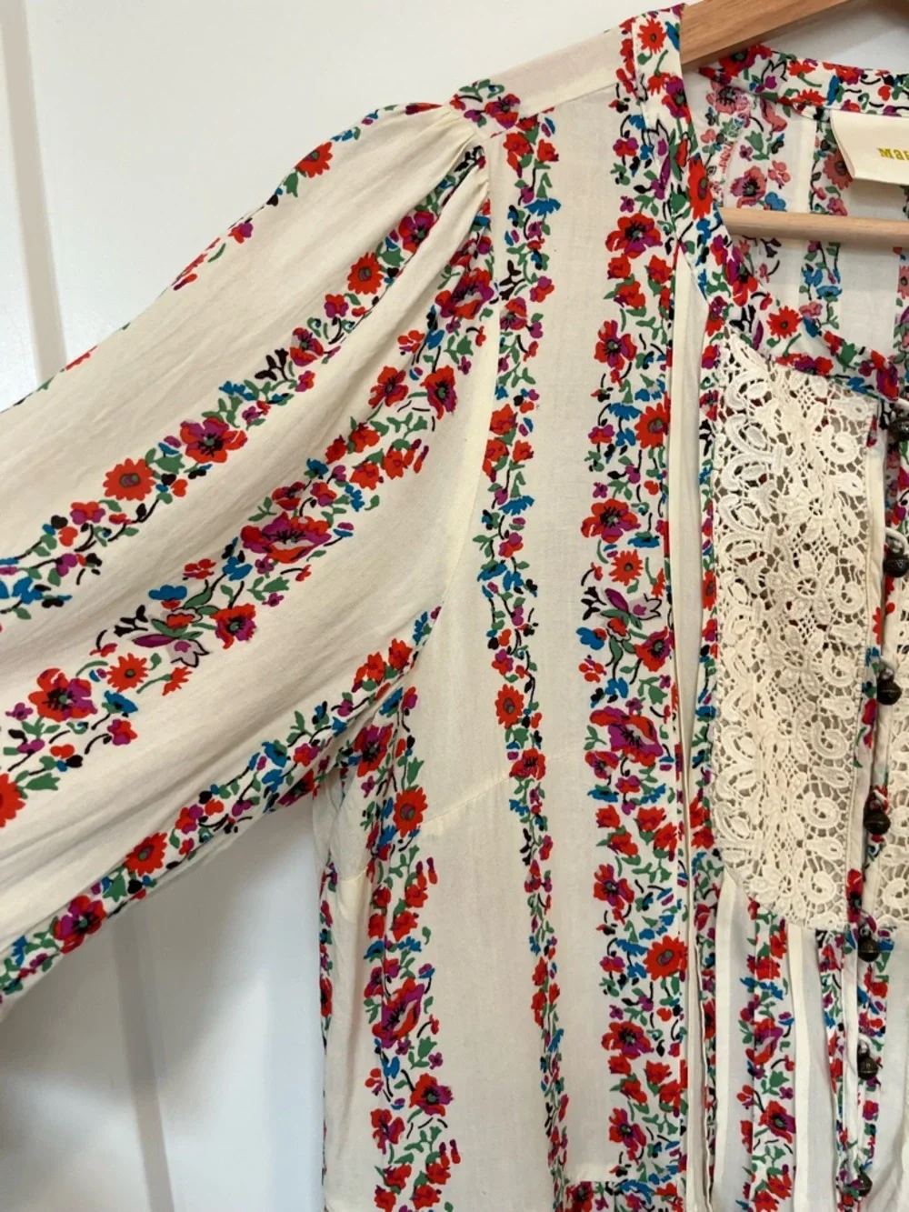 Anthropologie Maeve Hiver Peasant Boho Cottagecore Blouse Bell Sleeve Floral 8 - Picture 3 of 12